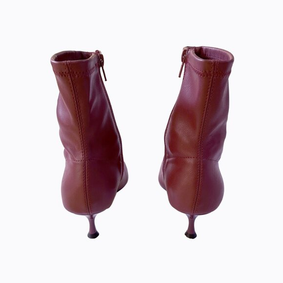 Madden Girl Burgundy Leather Ankle Boots 7 Kitten Heel Y2K 90s Vamp Dark Romance - Picture 5 of 10